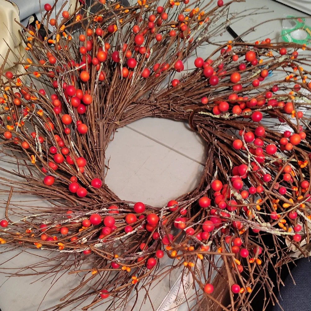 Festive Orange and Red Berry Wreath